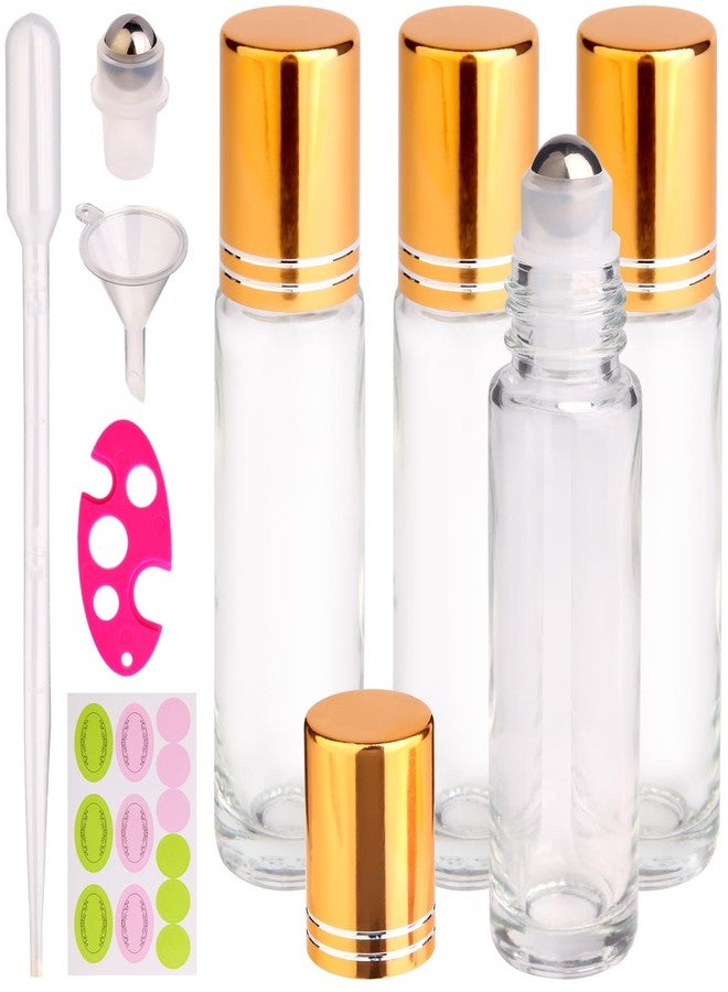 inice 10ml Roller Bottles for Essential Oils Thick Clear Glass Roll on Bottle Applicator Stainless Steel Ball Metal Cap Daily Care (Clear Rolelr Bottles) - Image 1